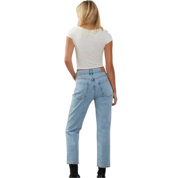 MOTEL High Rise Relaxed Fit in Light Wash Jeans Size M/31 - Picture 10 of 10